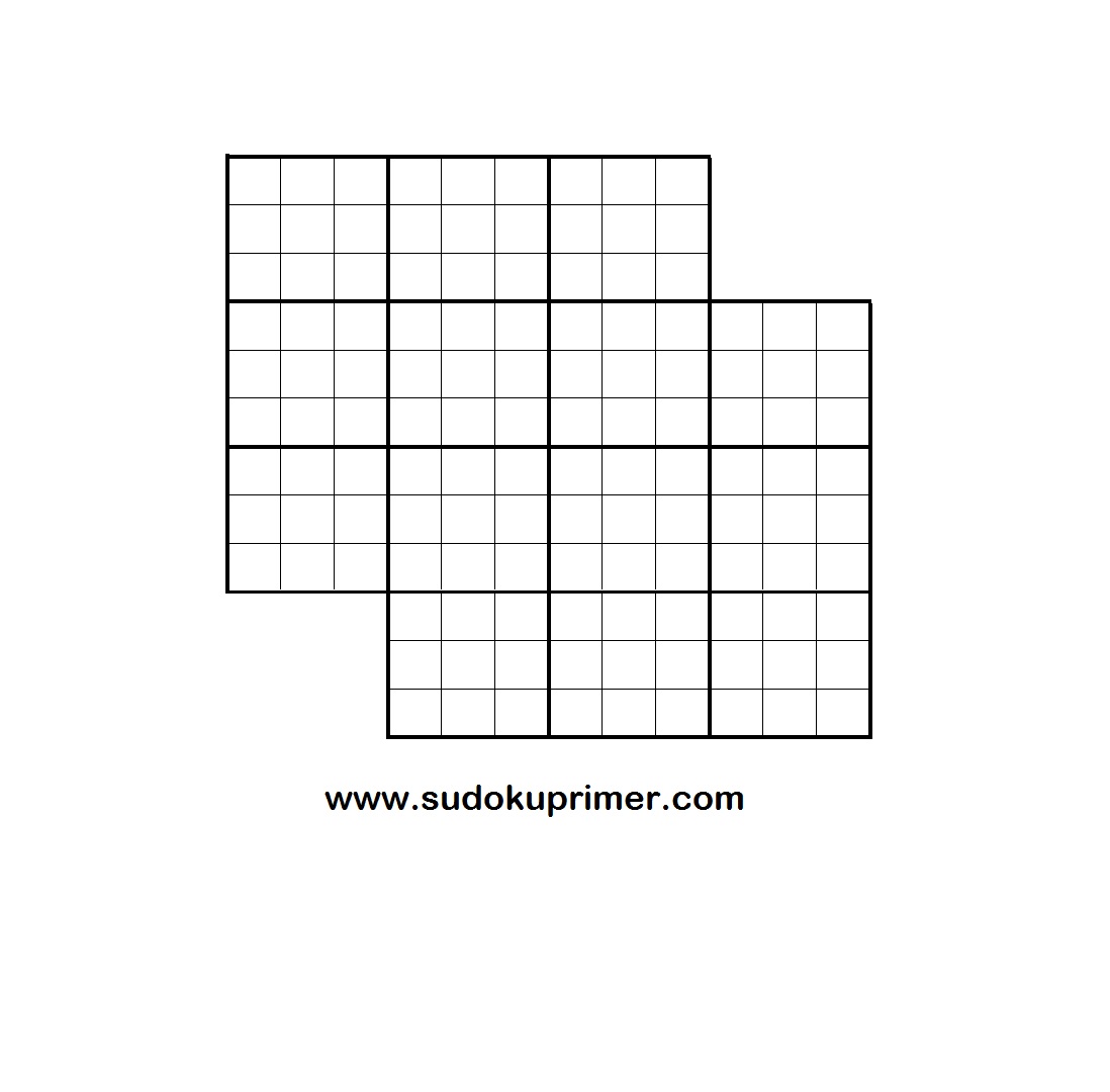 2 x 2 classic overlapping sudoku blank grid in .jpg format